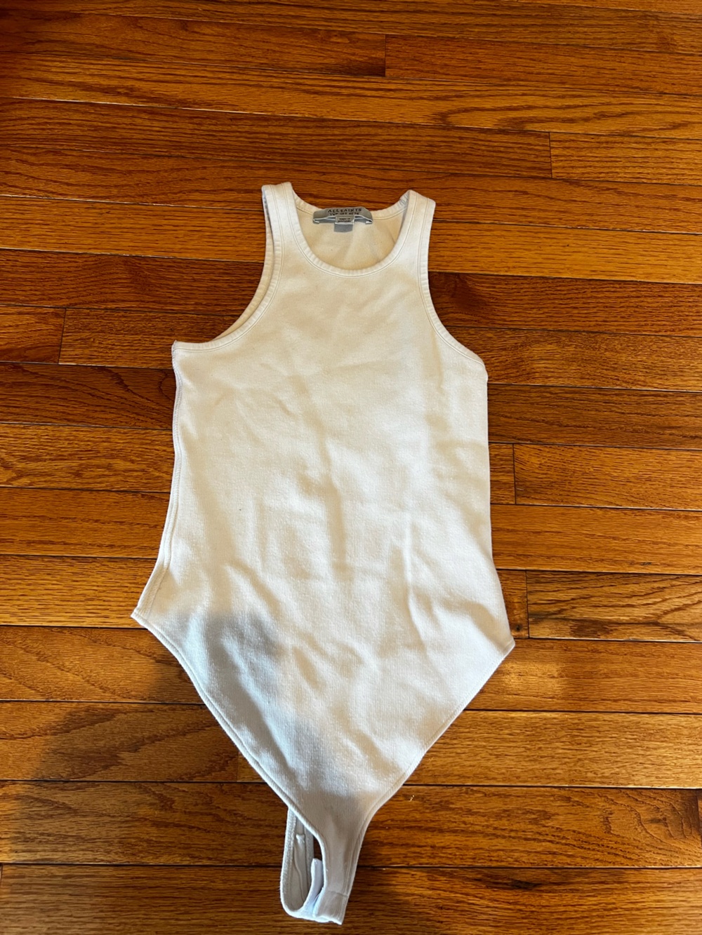 AllSaints Ivory Ribbed Scoop Tank